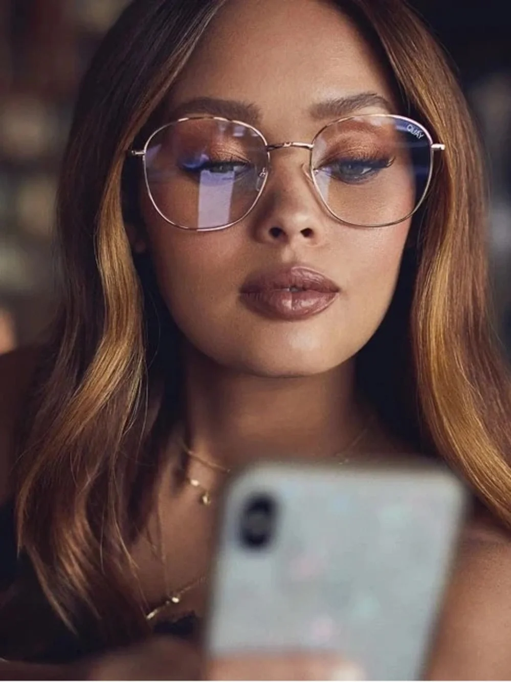 Quay Australia Gold Round Metal Women's Glasses